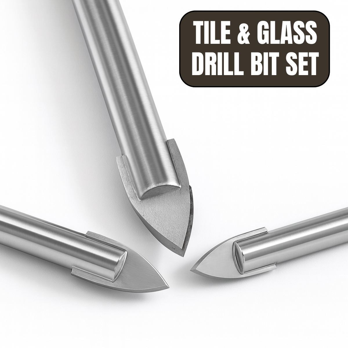 3-Piece Carbide Tipped Drill Bit Set – 5mm, 6mm & 8mm – Tile, Glass & Ceramic Drill Bits – Durable Precision Cutting – DRILL-50568