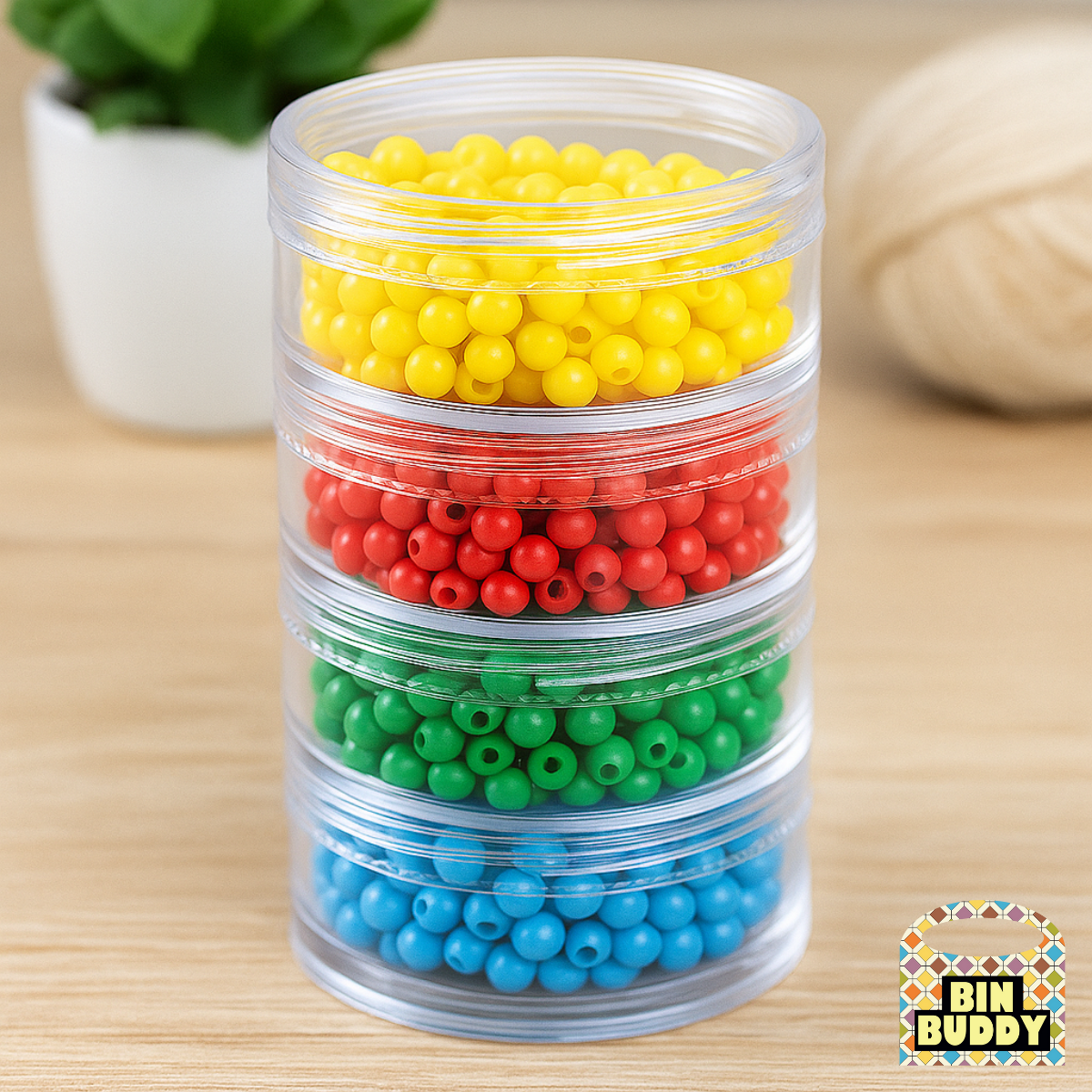 4 Piece Stackable Plastic Round Jars  - TJ05-13704