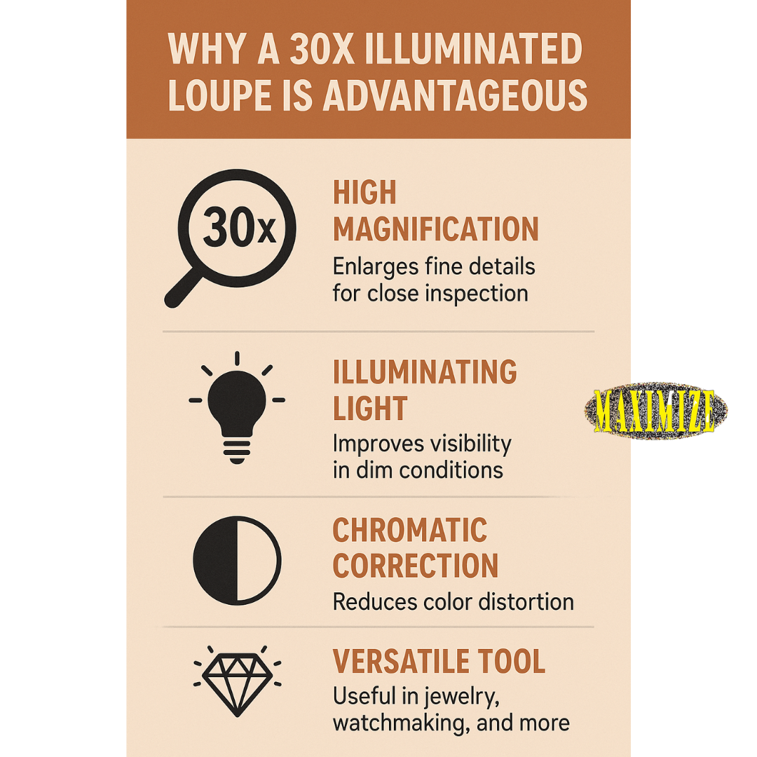 Black Jeweler's Loupe with LED Light - 30X Power  - MG-92130