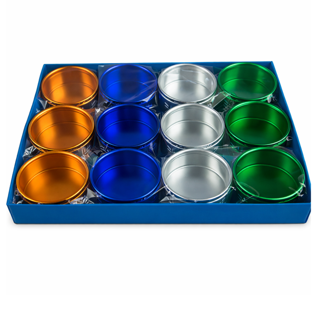 12-Piece Colorful Mini Aluminum Jars with Clear Glass Lids for Beads, Gems & Crafts – TJ05-91653