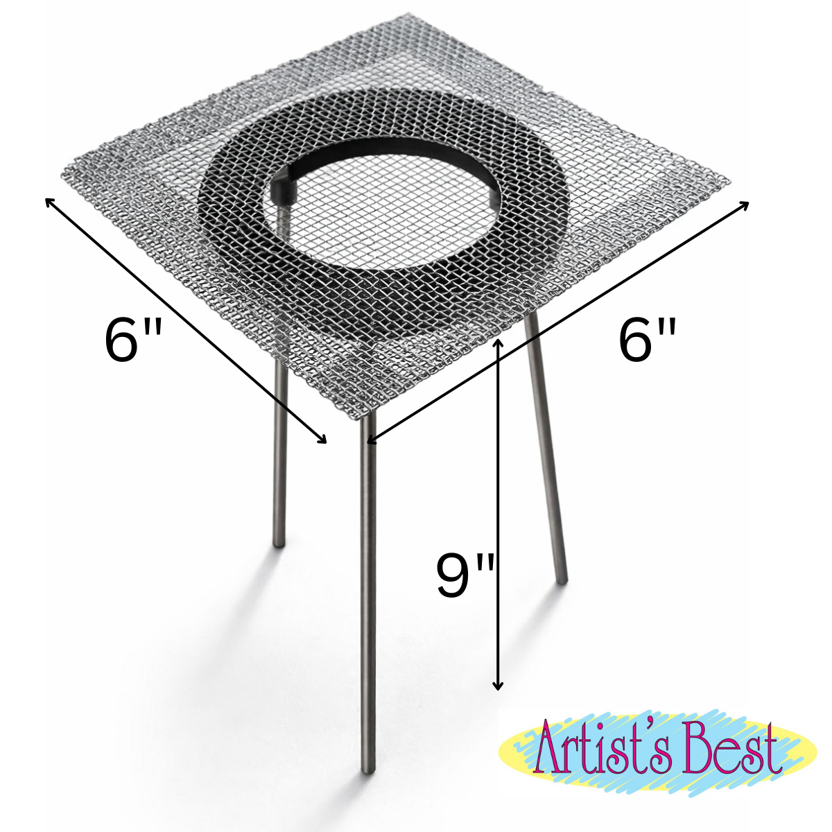 Tripod Stand with Mesh Screen – Fits Over Alcohol Lamp or Bunsen Burner – 6" x 6" x 9" – TJ01-97300