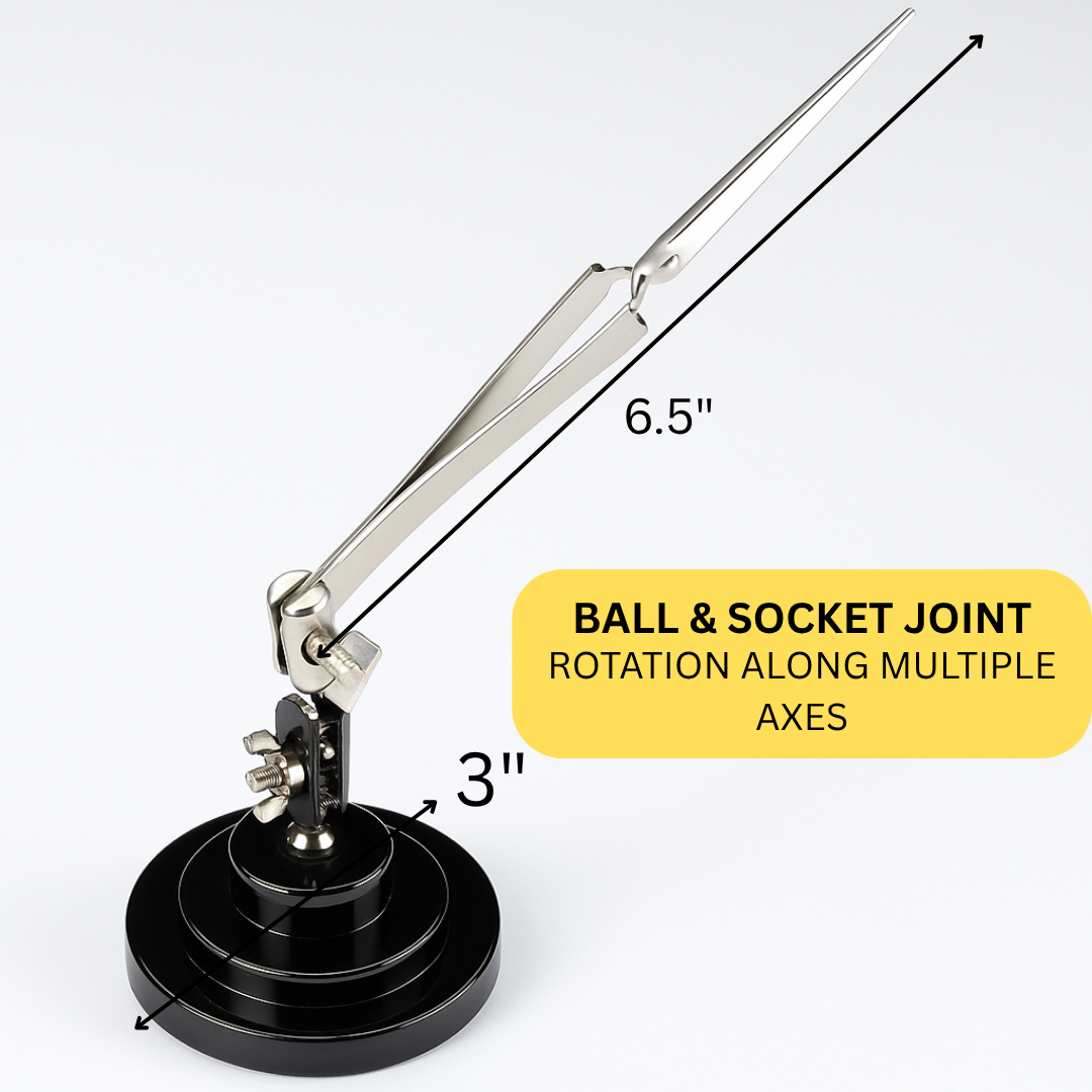 6-1/2 Inch Cross Lock Tweezers, Attached To A Heavy Weight Round Base  - TJ01-01100