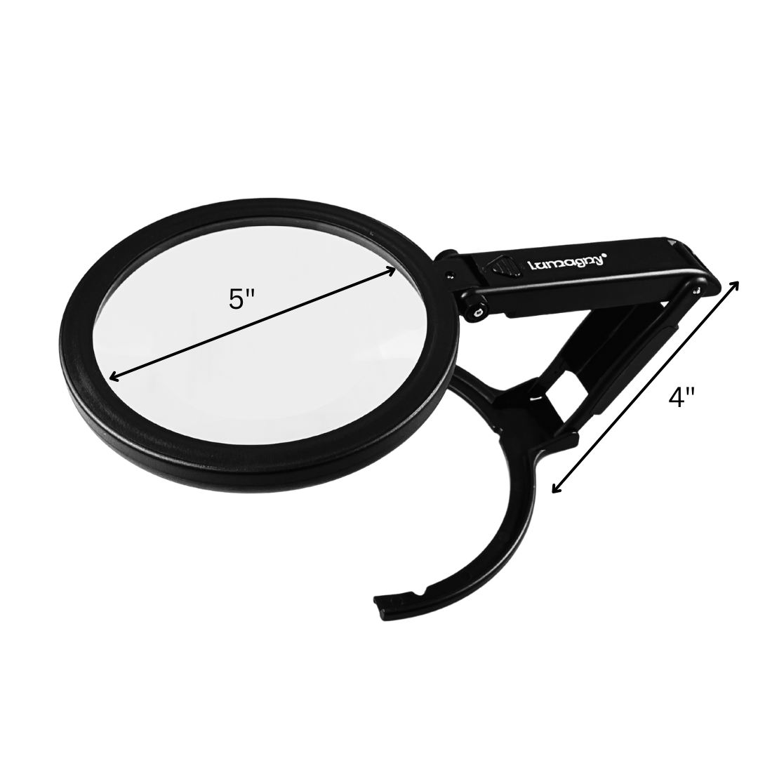 2x Jumbo LED Light Magnifier - 5 Inch Lens - Folding Stand For Hands-Free Operation  - MP-14547