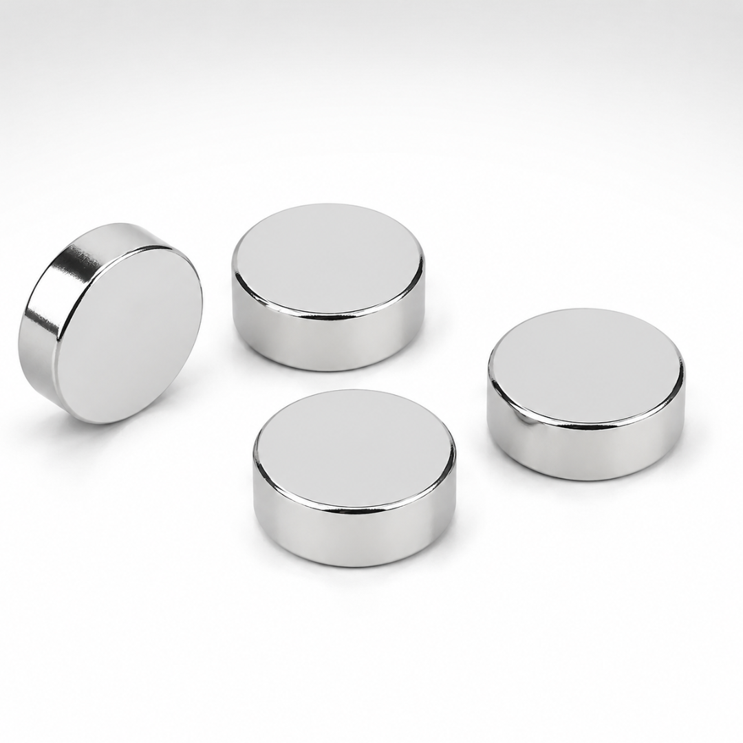 4-Piece Ceramic Magnnet Set, 1/2 Inch Diameter, 5 lb Holding Capacity Each, Chrome-Finished Heavy-Duty Magnets for Garage, Workshop, Office & DIY Projects – MC-18863