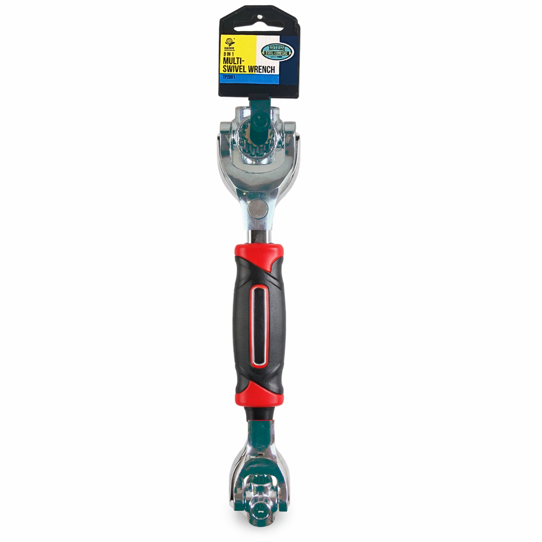 8-in-1 Multi Swivel Socket Wrench – Flexible Universal Wrench with Ergonomic Non-Slip Handle, Fits 5/16" to 1-1/16" Fasteners
