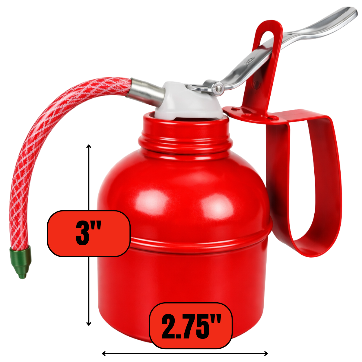 300cc Oil Can With 6" Flexible Hose | Durable Steel Construction | Essential Tool for Mechanics or DIY Enthusiast