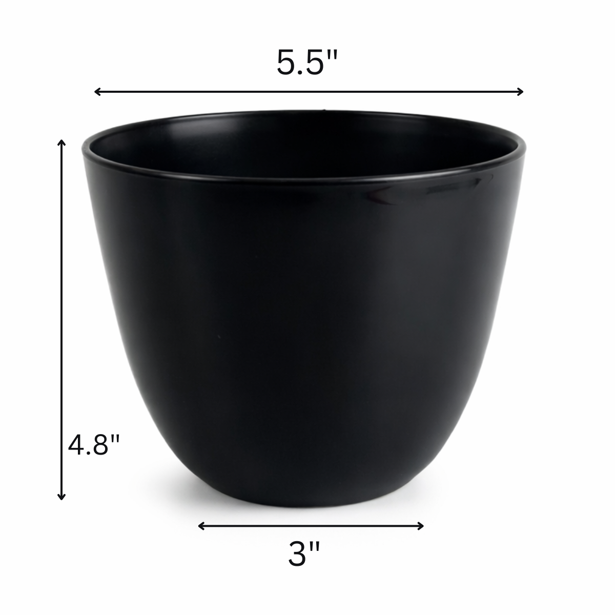 5.5 Inch Plastic Plant Pots with Drainage Holes – Black Flower Pots for Indoor & Outdoor Plants, Lightweight Modern Planters for Succulents, Herbs & Houseplants – 8 Pack