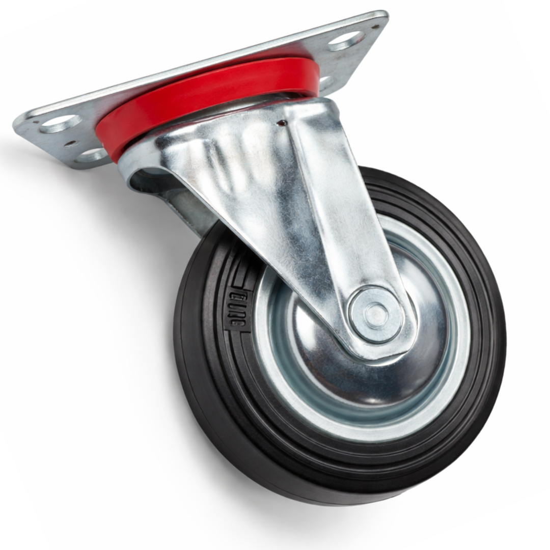 4 Inch Heavy Duty Swivel Casters (4 Pack) – 220 lb Capacity Per Wheel – Plate Mount Rubber Wheels – 360° Industrial Caster for Carts, Workbenches & Dollies