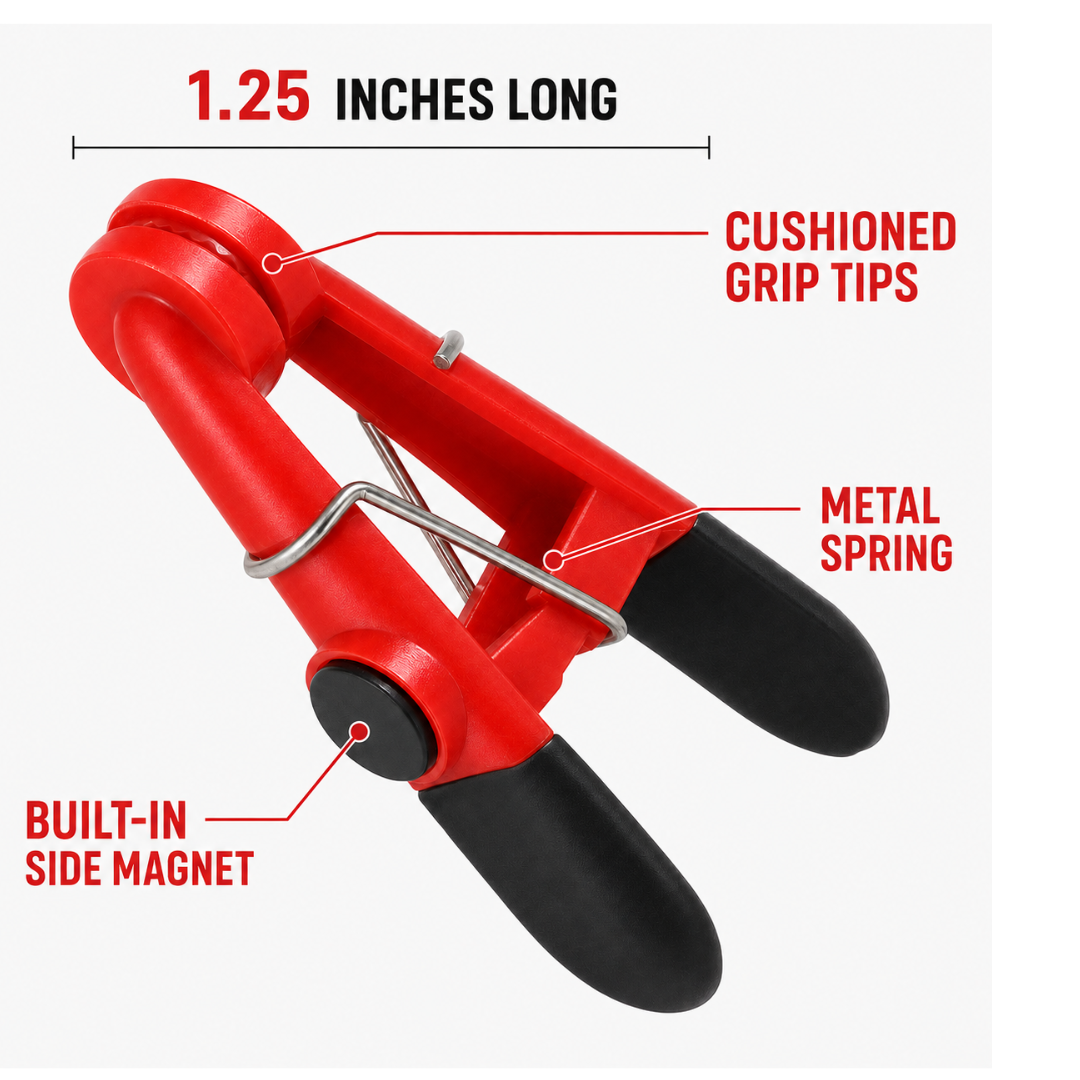 Universal Magnetic Utility Clamp with Cushioned Tips and Rubberized Handles, 1-1/4 Inch Multi-Purpose Clip for Home, Office, Closet and Workshop – CLAMP-04415