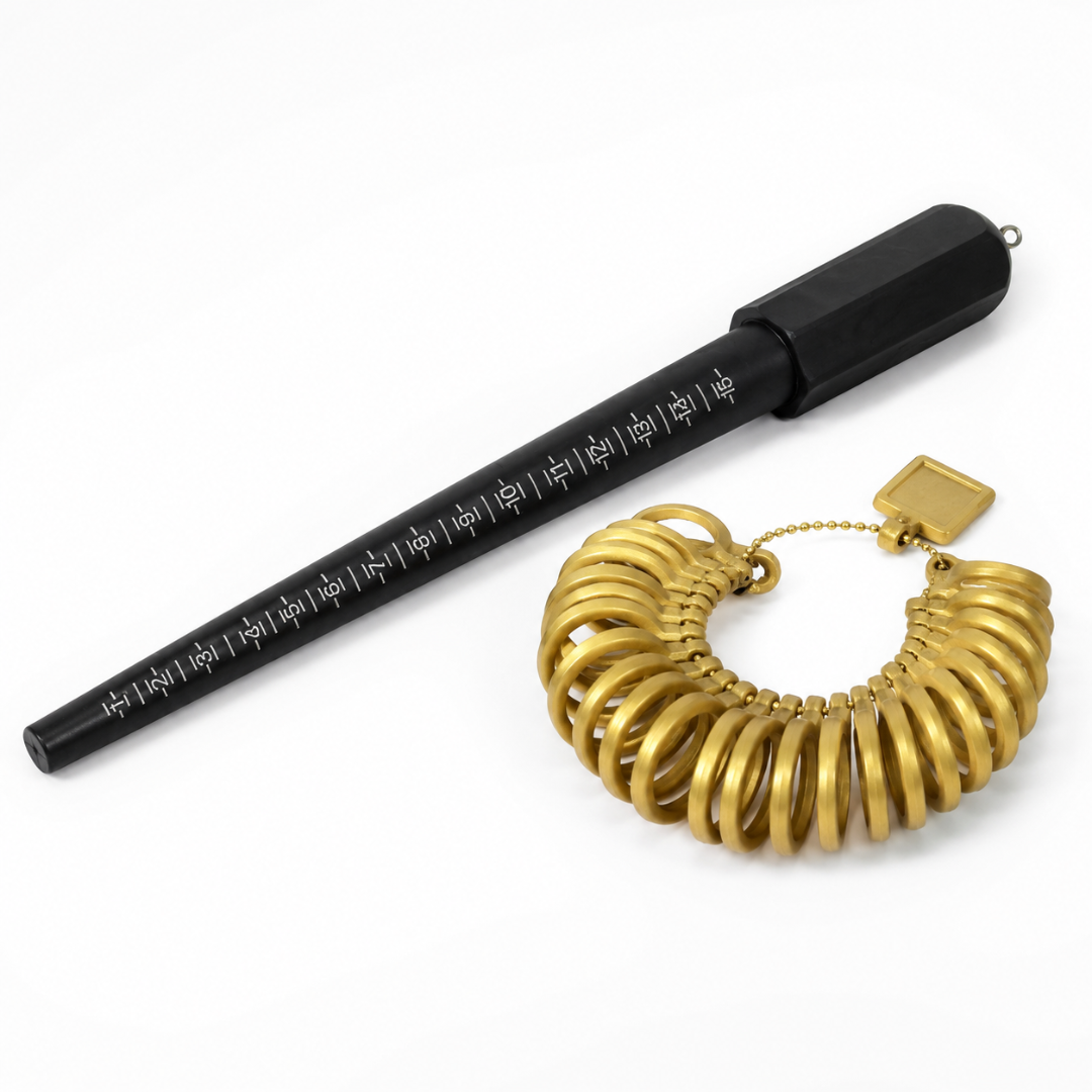 2-Piece Plastic Ring Sizer & Ring Mandrel Set, US Sizes 1–15 with 29 Finger Gauges, 12-Inch Measuring Stick - TJ-29312