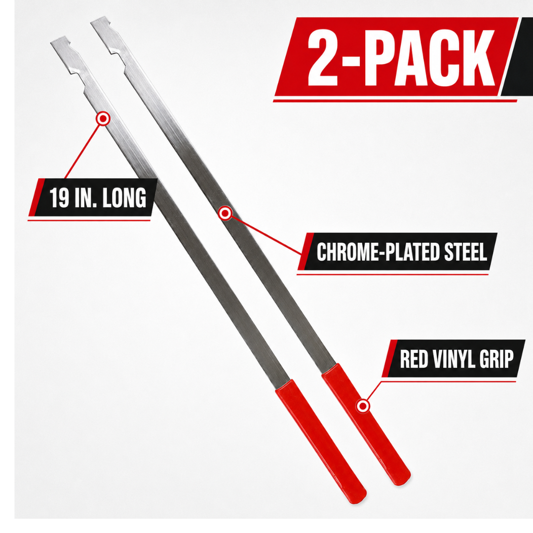 2-Pack Professional Automotive Lockout Tools, 19-Inch Chrome-Finished Steel Car Entry Tools with Red Vinyl-Wrapped Handles for Authorized Locksmith and Towing Use