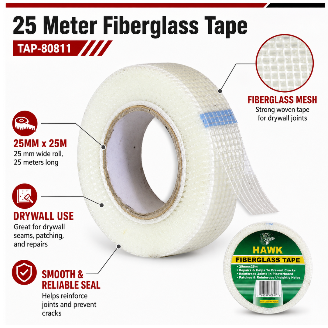 25 Meter Fiberglass Drywall Tape – 25mm Wide