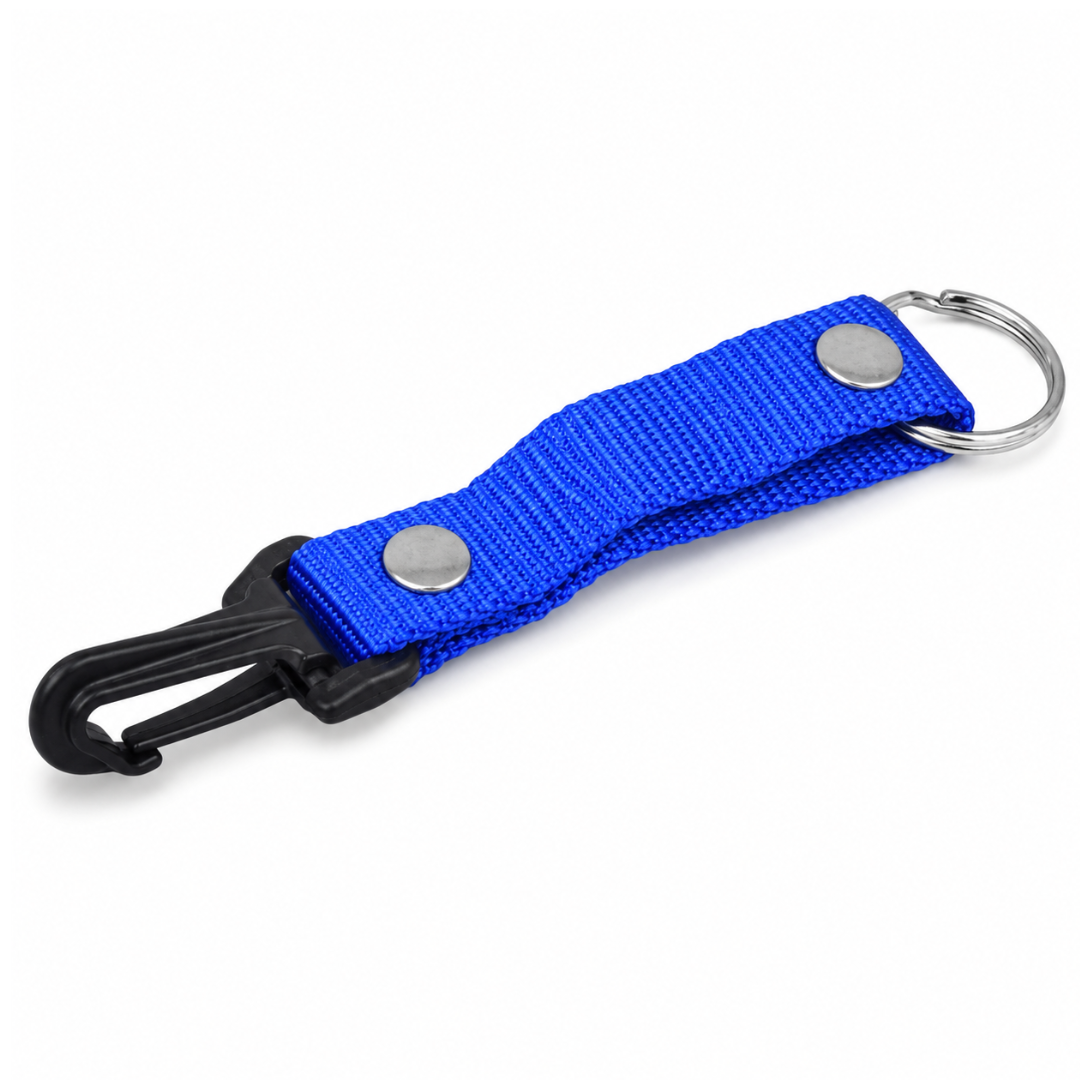 2 Pc. Adjustable Nylon Key Strap with Quick-Release J-Clip, Steel Split Ring, Blue Keychain Strap for Keys, ID Cards, Belt Loops, Bags, Purses & Backpacks