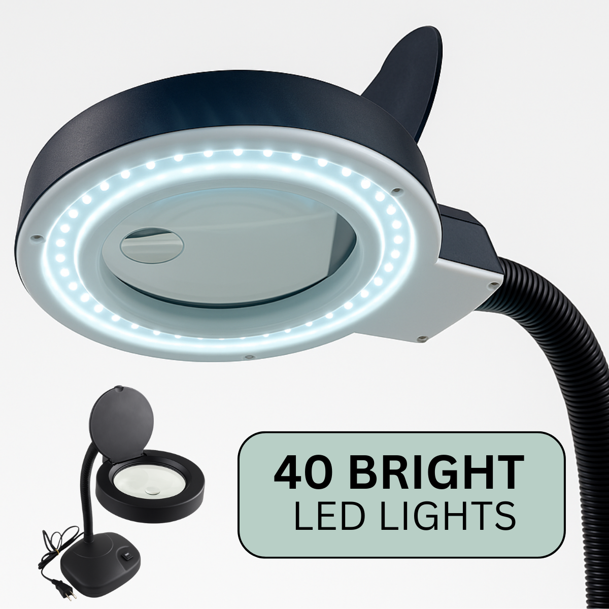 LED Illuminated Gooseneck Lamp Magnifier | 5x & 10x Power  - CR-29255