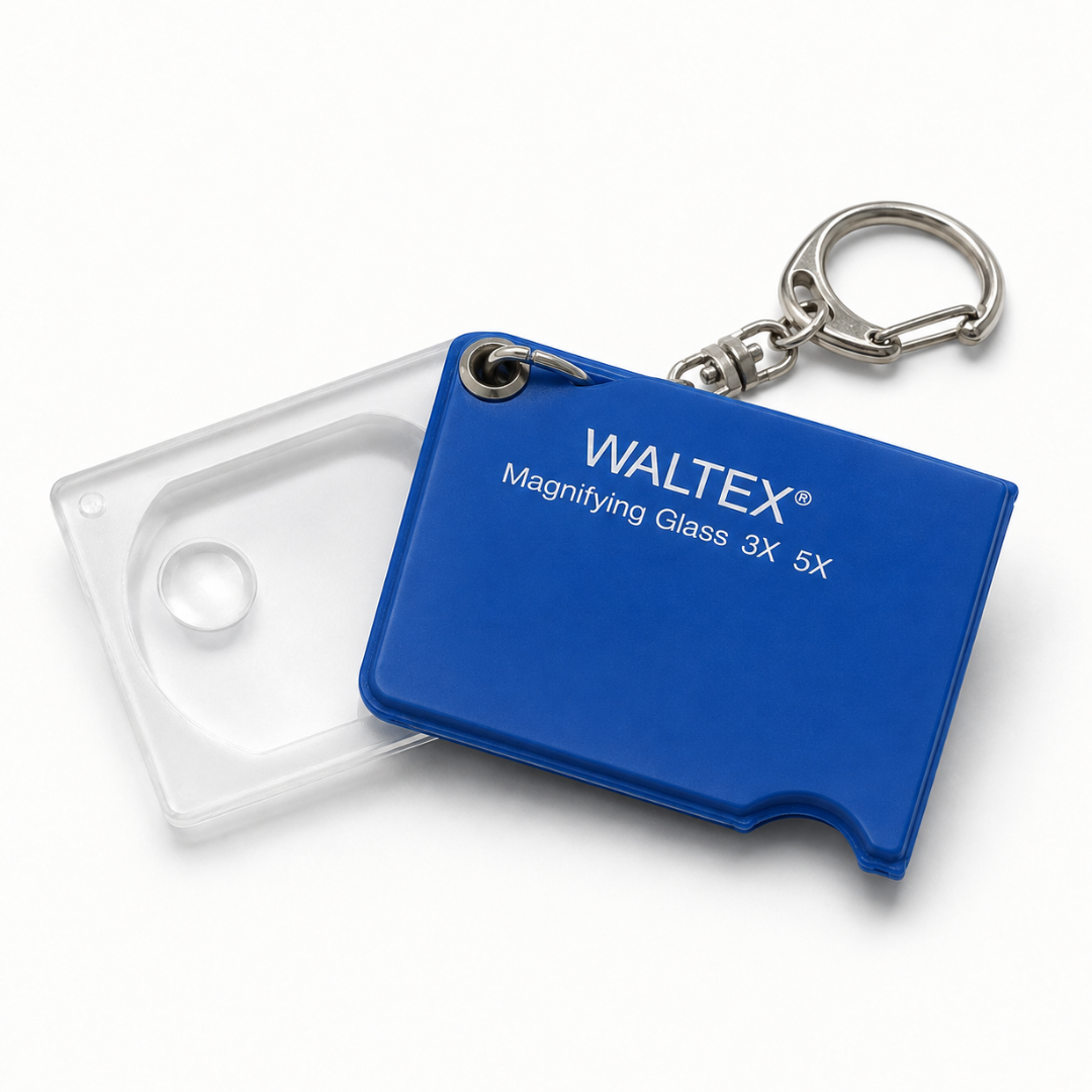 3X/5X Pocket Magnifier with Key Ring – 2.5-Inch Swivel Acrylic Lens with Protective Soft Case and Spring-Loaded Clasp for Reading, Coins and Stamps – MG-30541