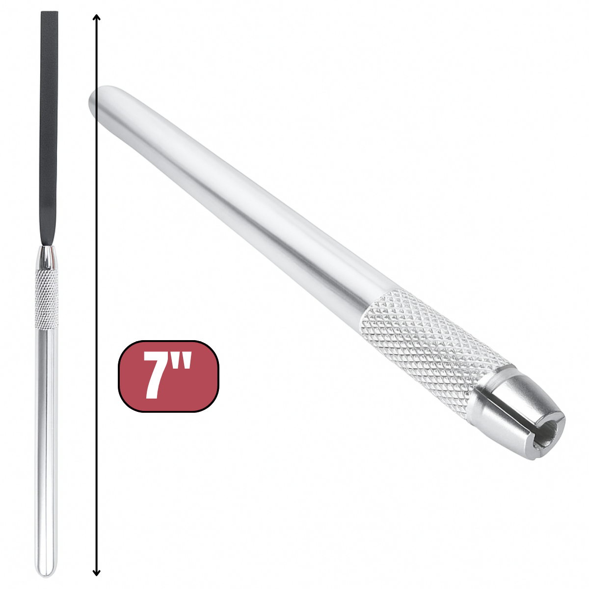 6 Piece Mini Needle File Set with Aluminum Handle – Interchangeable Precision Files for Metal, Jewelry, Wood & Pottery – Flat, Round, Triangle & More