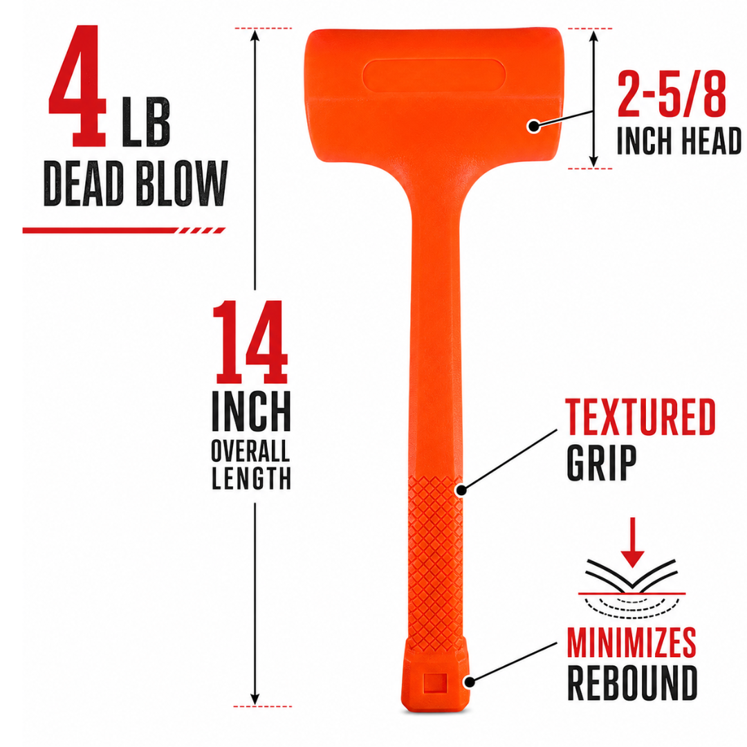 4-Pound Neon Orange Dead Blow Hammer