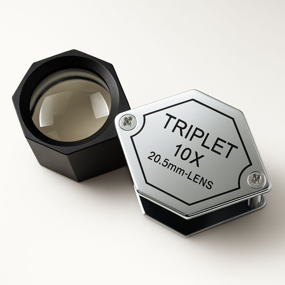 Hexagonal Frame Triple Glass Lens Jeweler's Loupe - 10X Power  - MG-02410