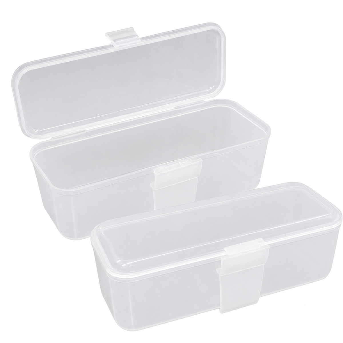 Mini Clip-On Storage Boxes, Clear Plastic Belt and Pocket Organizers with Secure Hinged Lids, 6 x 2.5 x 1.5 Inches, Pack of 2