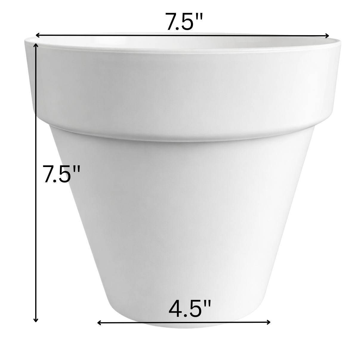 7.5 Inch Plastic Plant Pots with Drainage Holes – White Flower Pots for Indoor & Outdoor Plants, Lightweight Modern Planters for Houseplants, Herbs & Succulents – 6 Pack