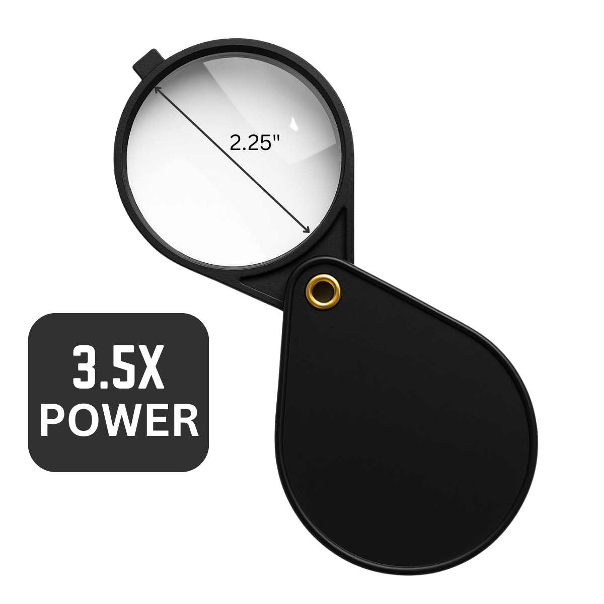 Swivel Folding Loupe Magnifier with 2.25" Large Lens – 3.5x Power
