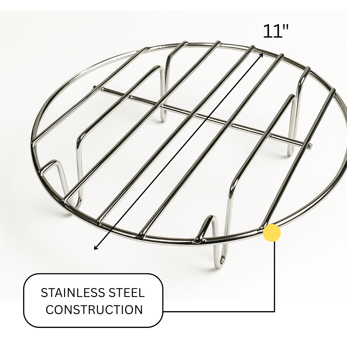 11" Stainless Steel Steamer Rack – Round Steaming Rack for Pots, Pressure Cookers, and Pans – 1-3/4" Lift Height – Heavy Duty Cooking and Cooling Rack – Rust-Resistant (Copy)