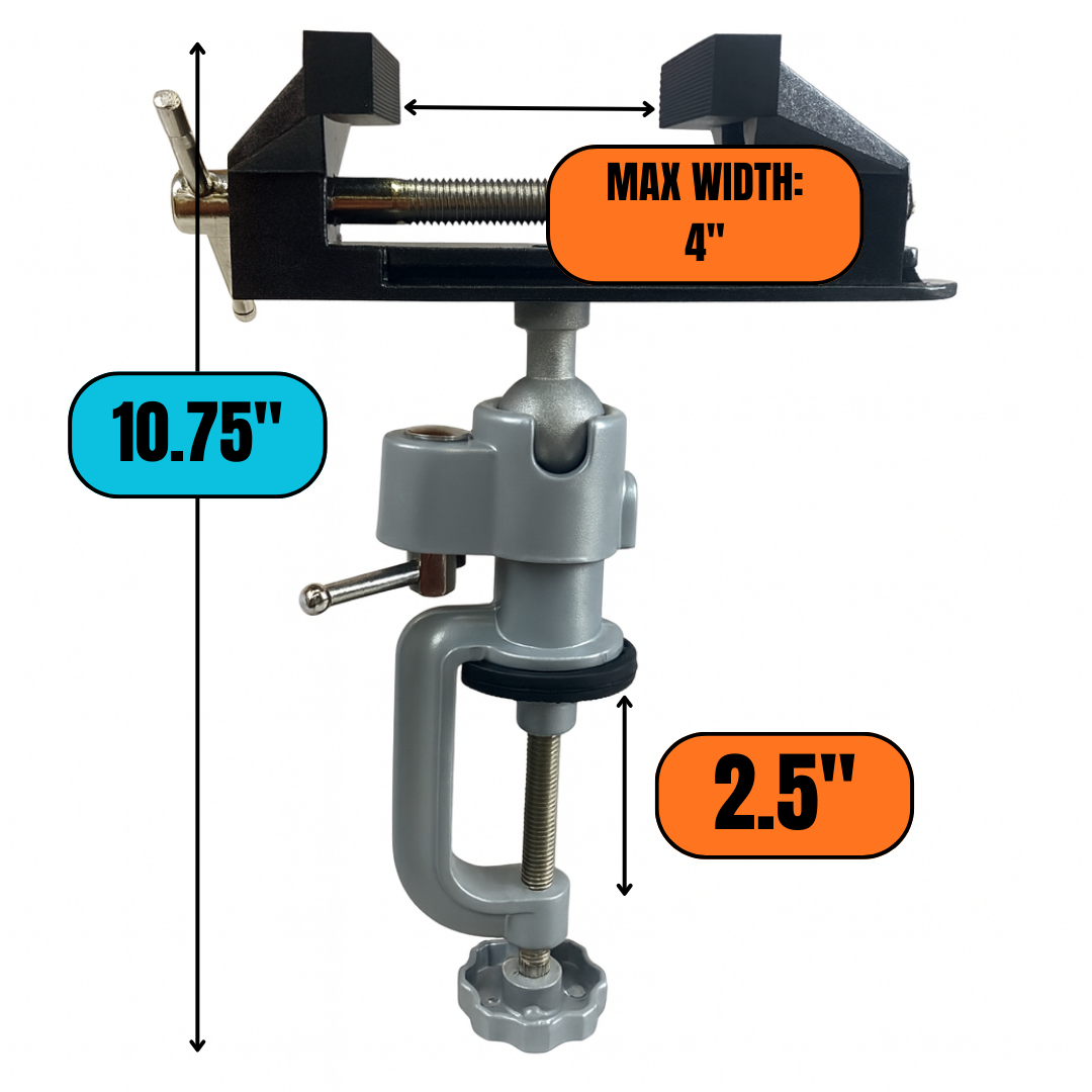 Professional Swivel Vise with Clamp | 3" (7.6 cm) Tabletop Vise | Secure & Versatile | Durable Construction