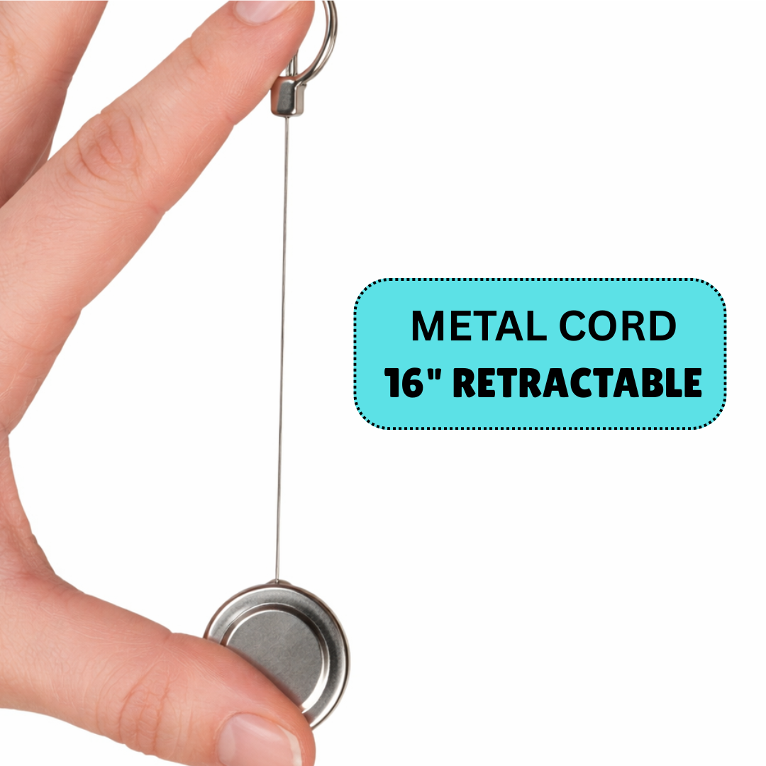 Retractable Key Reel with Belt Clip – 16" Metal Cord & 3/4" Key Ring for Secure, Hands-Free Key Access