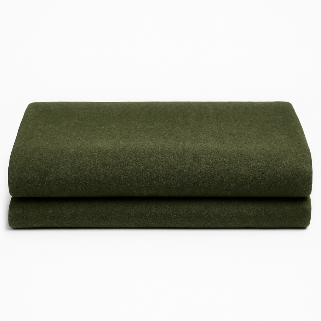60" x 80" 70% Wool Synthetic Blend Olive Green Blanket  - CAM-50121