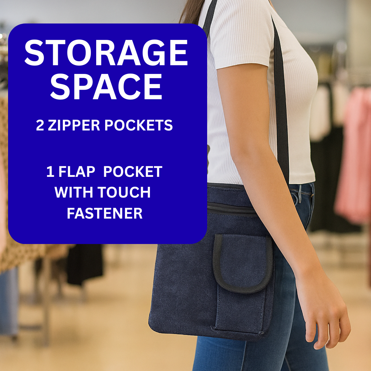 Blue Denim Bag with an Adjustable Strap  - AD-30057