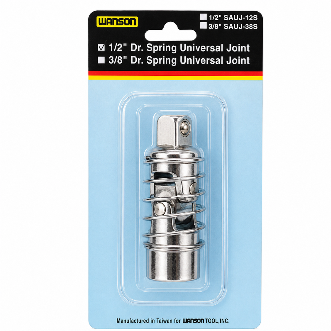 1/2-Inch Drive Spring-Wrapped Universal Joint Socket Adapter, Heavy-Duty Polished Stainless Steel for Ratchets and Socket Wrenches – TU-FR-822