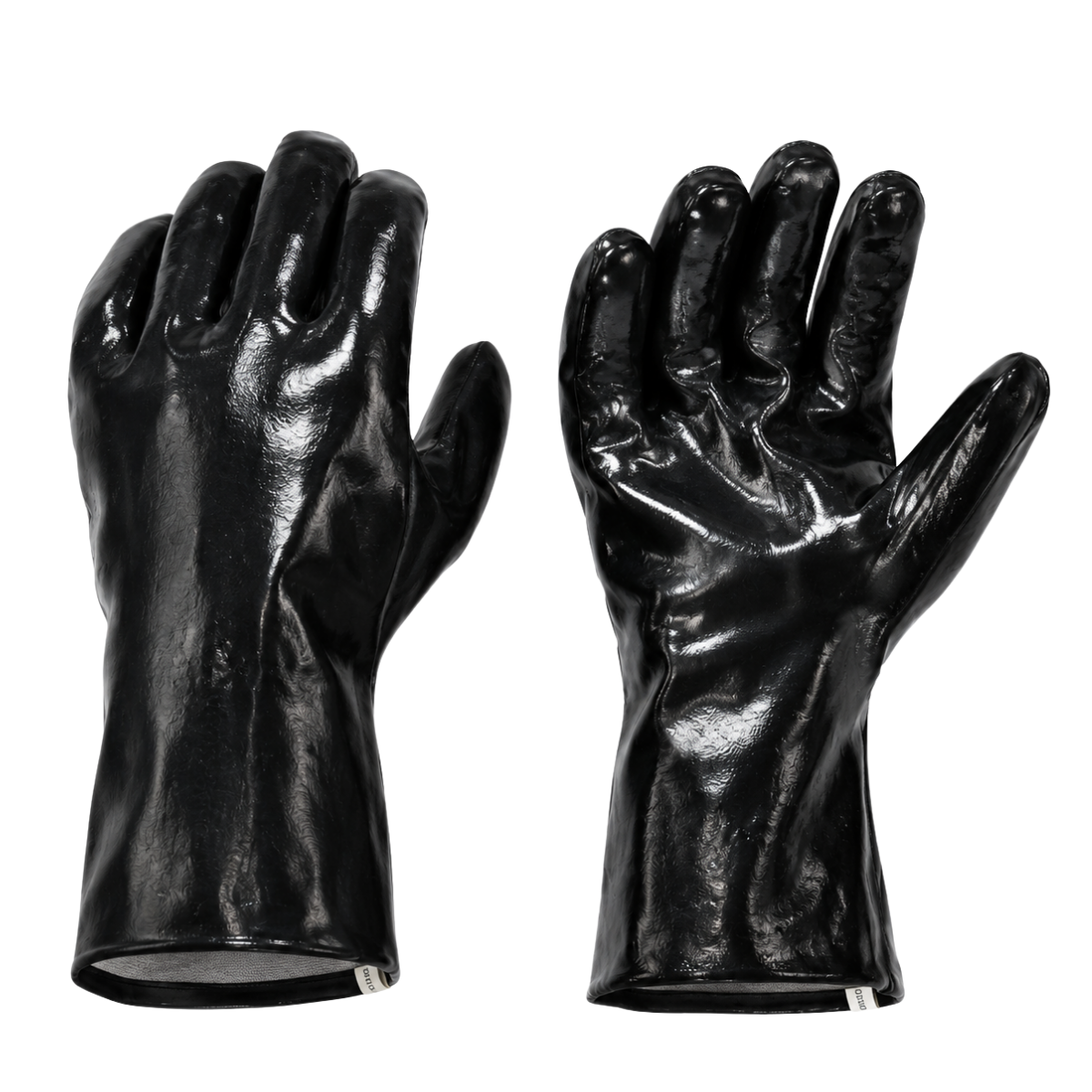 Men's Black PVC Industrial Work Gloves, 12 Inch Gauntlet Cuff, Interlock Lined, Large - 12 Pairs - 9012-Z12