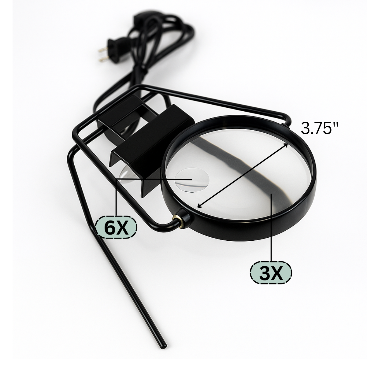 Table Top 3x Lighted Swivel Magnifier, 6x Macro  - MG-59100
