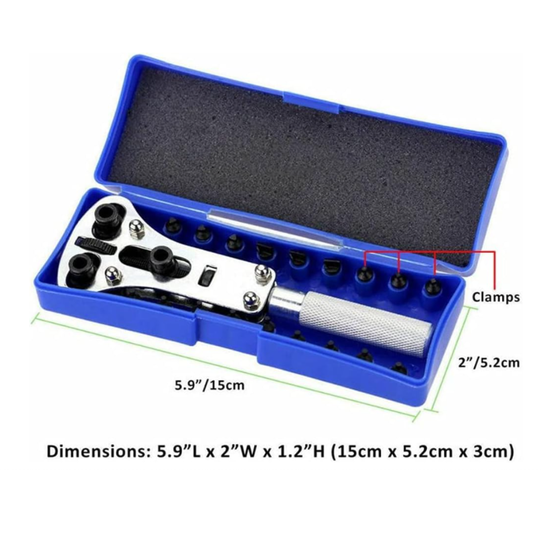 Professional Watch Case Back Opener Tool Kit – Adjustable Waterproof Watch Wrench Remover with 18 Dies – Watch Battery Replacement & Repair Tool Set with Storage Case