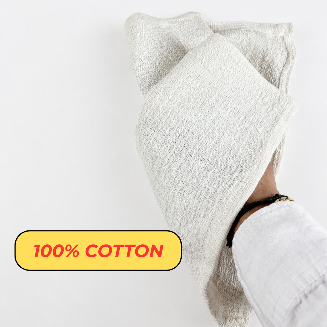 4 Piece White Cotton Wiping Cloth Set, 12 x 12 Inch Terry Cleaning Towels, Durable Absorbent Shop Rags for Home, Kitchen, Garage, Workshop, Dusting & Cleaning, Pack of 2 Sets