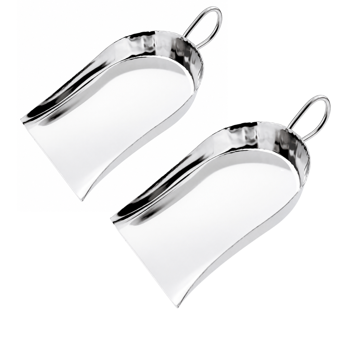Jeweler’s Chrome Finished Stone Scoop Shovel, 2.5" x 1.75", Bell Shape with Loop Handle for Beads, Gems, Findings & Small Parts, Pack of 2