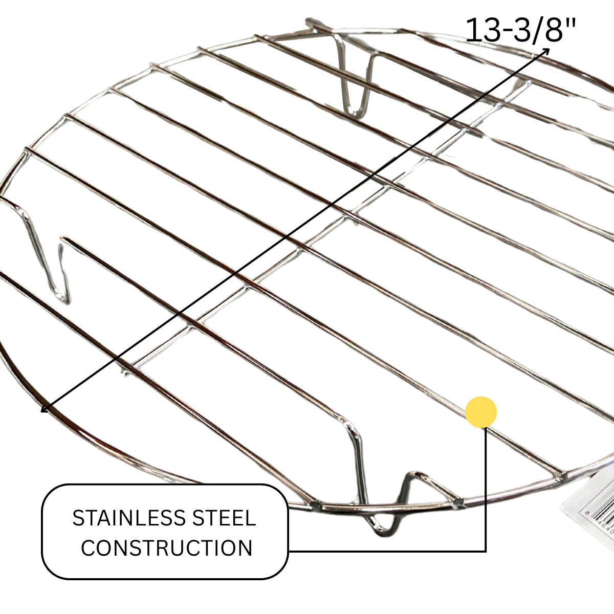 13-3/8" Stainless Steel Steamer Rack – Round Steaming Rack for Pots, Pressure Cookers, and Pans – 1-3/4" Lift Height – Heavy Duty Cooking and Cooling Rack – Rust-Resistant
