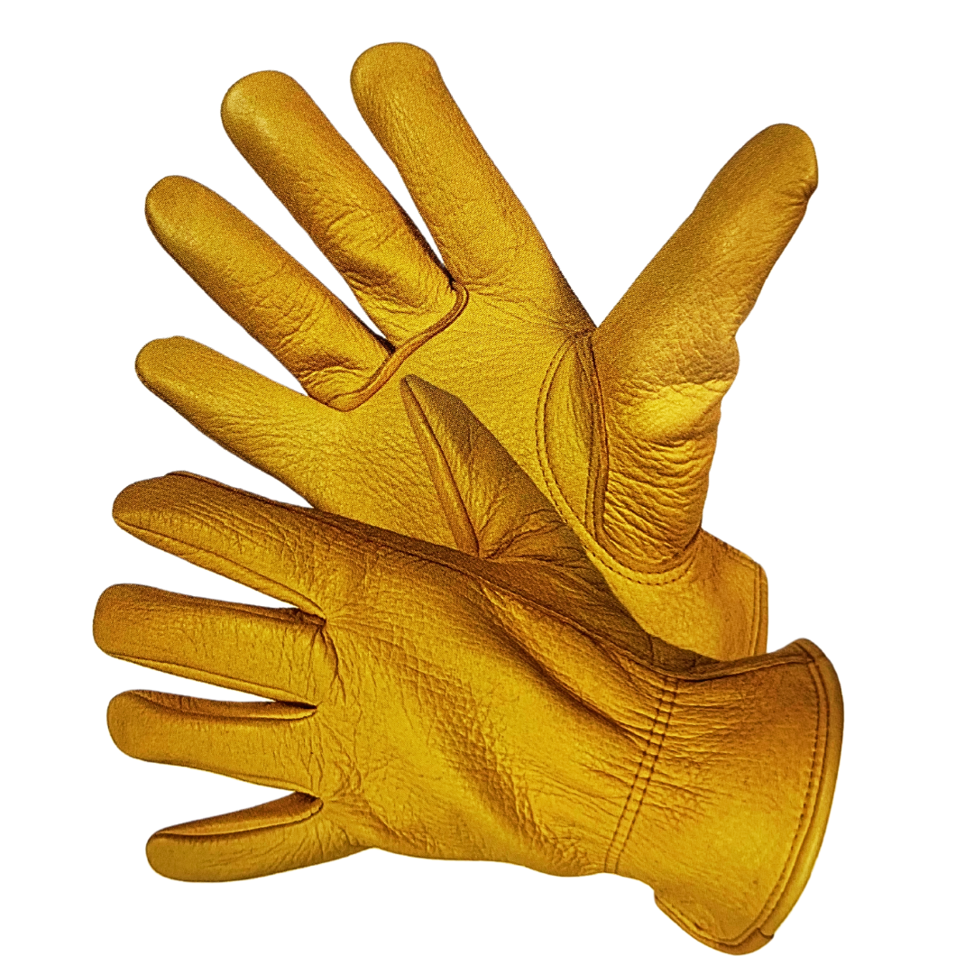 1 Dz. Golden Brown Deer Skin Driver Gloves, XL