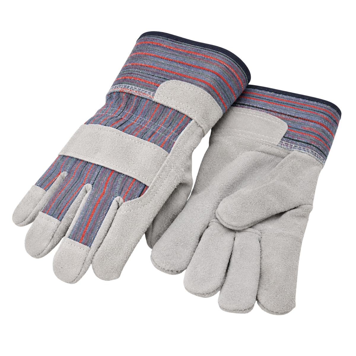Men’s Premium Split Leather Work Gloves, Reinforced Fingertips & Knuckles, Gauntlet Cuff, Large, Gray – Heavy Duty Safety Gloves, 2 Pack – GL-04502-Z02
