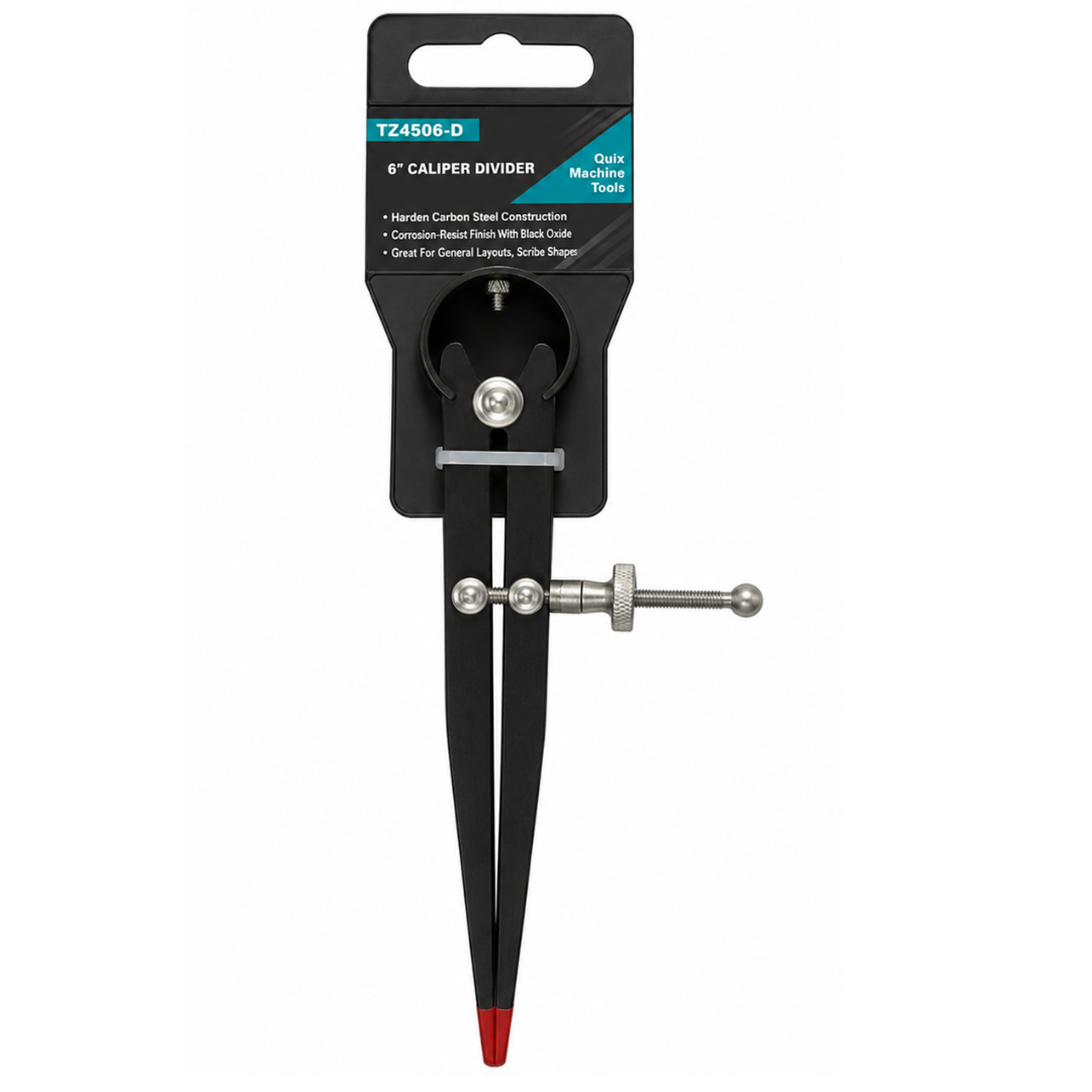 6-Inch Divider Caliper with Locking Screw Mechanism, Steel Scribing Compass Tool with Hardened Points for Layout, Measurement Transfer, Metalworking & Woodworking – TZ01-94506
