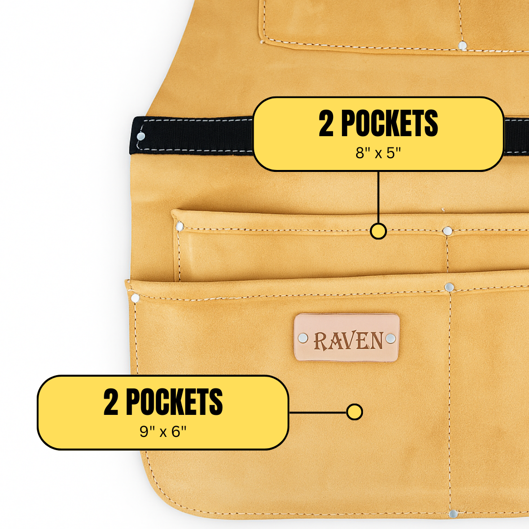 24x17 Inch Leather Apron with 7 Pockets  - AP-00200