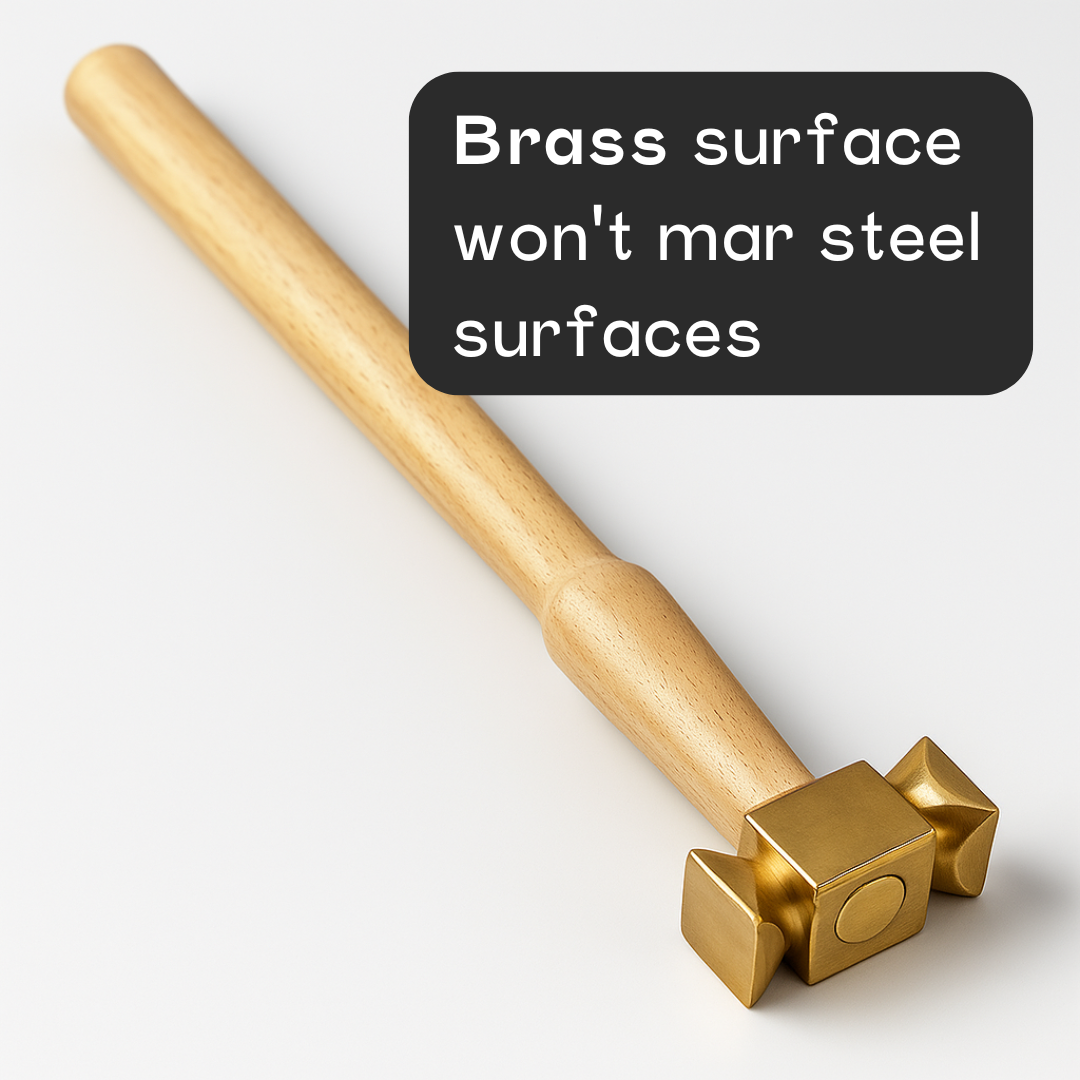 4 Piece Brass Hammer Set – Jewelry Making & Craft Hammers with Flat, Square, Chisel & Ball Peen Heads – 9" Wooden Handles, Lightweight & Non-Sparking- PH-12704