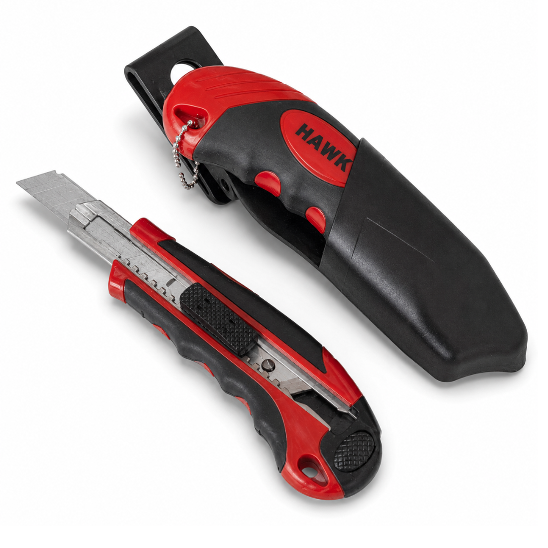 6-Blade Quick Change Snap Blade Utility Knife with Hard Case Belt Holster – PK-18170