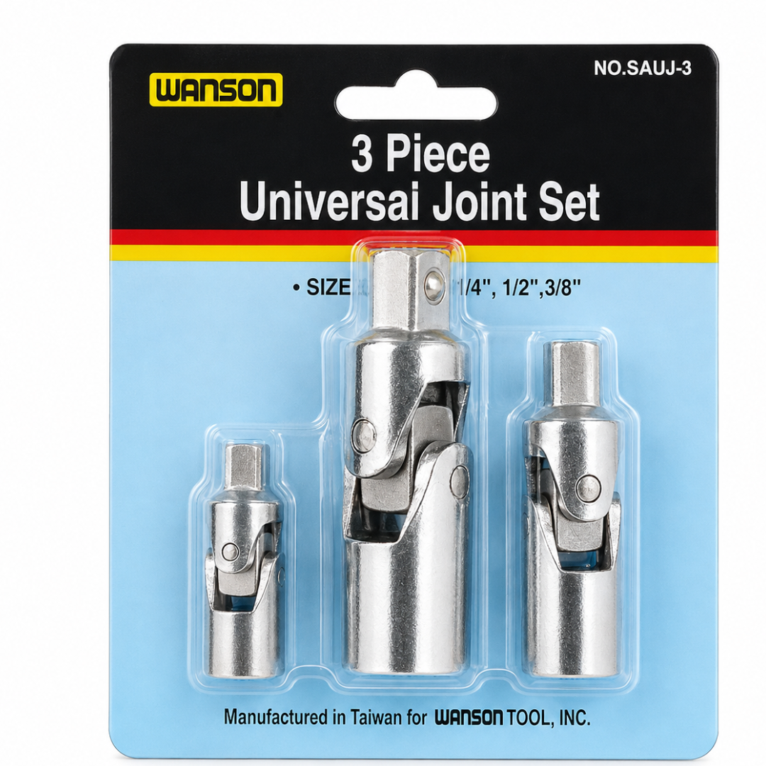 3-Piece Universal Joint Socket Adapter Set – 1/4", 3/8" & 1/2" Drive – Heavy-Duty Swivel Socket Accessories – TU-FR-8222