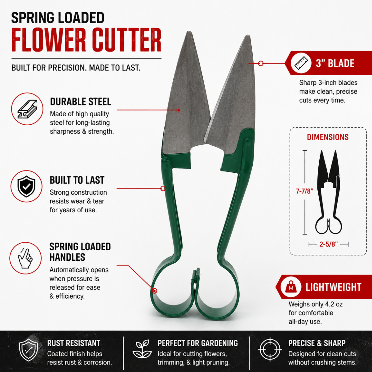 7-1/2 Inch Flower Cutting Shear And Pruner For Garden  - GT1106-AG