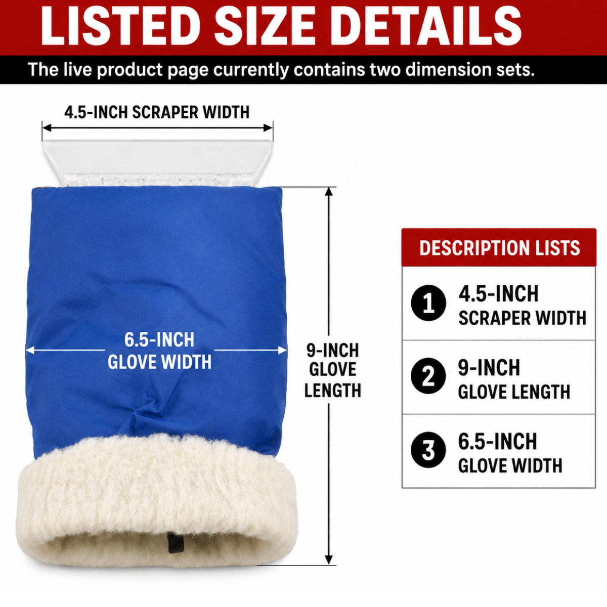 4.5-Inch Acrylic Ice & Snow Automotive Scraper with Warm Mitten Glove - TA-81300