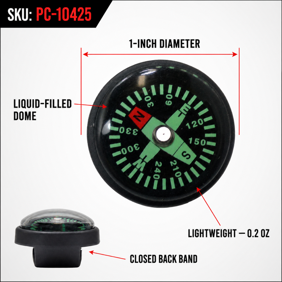 1 Inch Mini Liquid-Filled Compass with Closed Back Band, 0.2 oz Pocket Navigation Compass for Watch Strap, Cord, Hiking and Travel