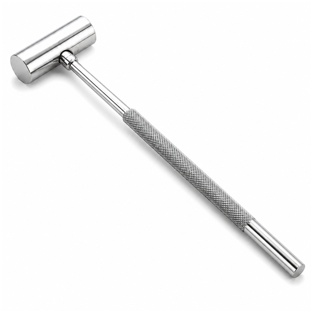 Stainless Steel Jeweler’s Hammer, 8 Inch Metal Craft Hammer with 1/2 Inch Flat Striking Surface, Knurled Non-Slip Handle, Mirror Finish Tool for Jewelry Making, Sheet Metal & Delicate Metal Work - PH-00188