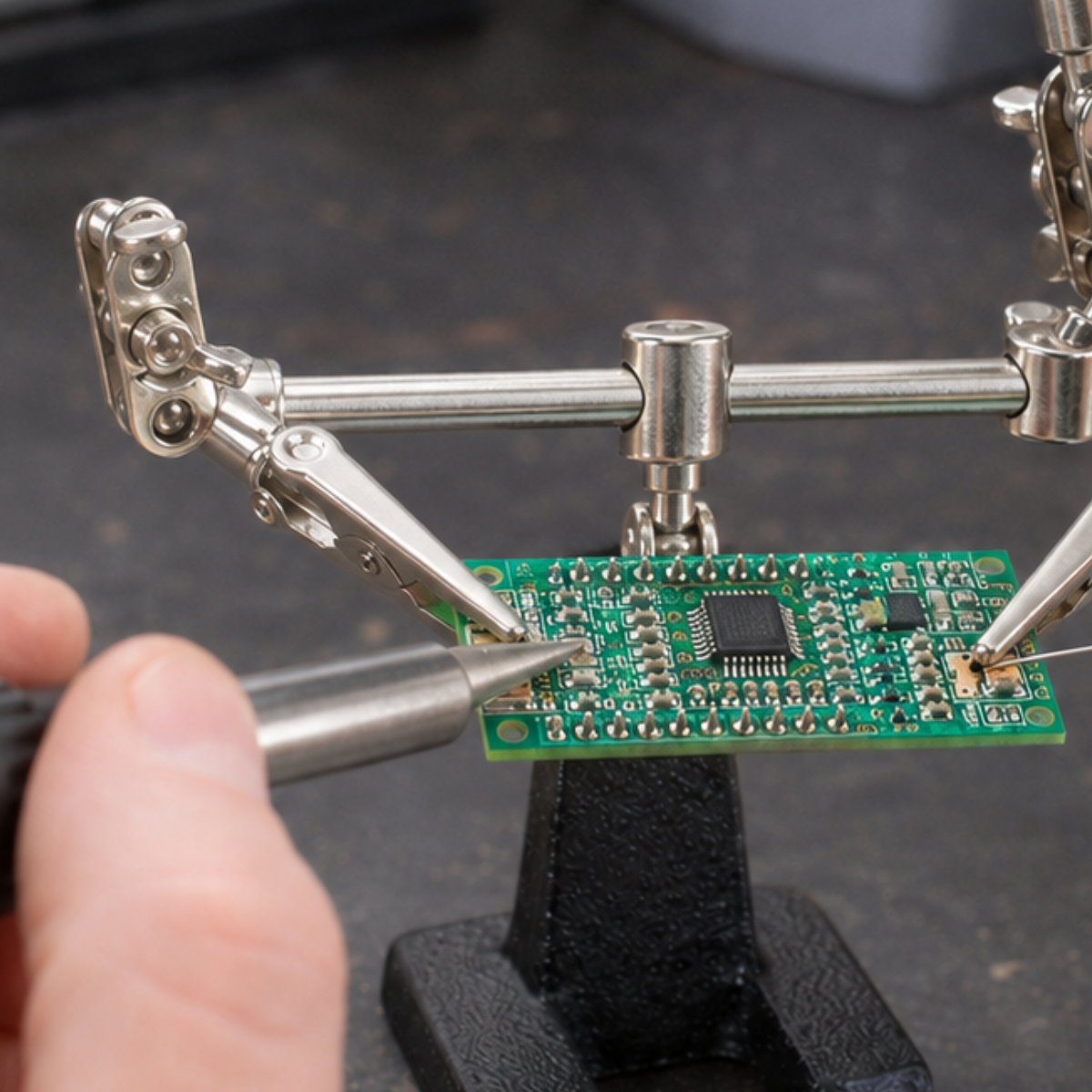 2X Helping Hands Magnifier with 2-Inch Lens, Adjustable Alligator Clips, Ball-and-Socket Joints and Weighted Cast Iron Base for Soldering – MG-08945