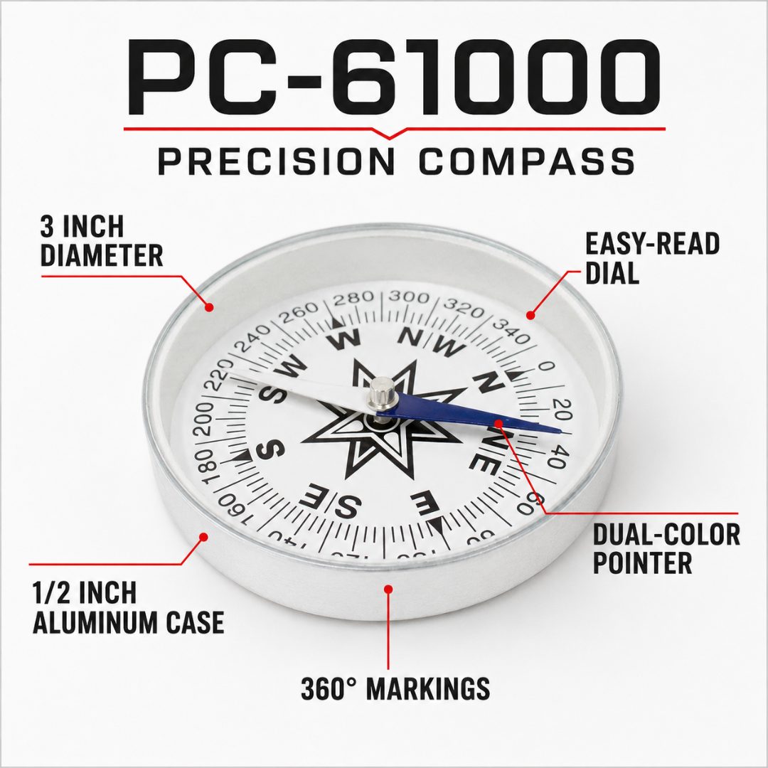 3-Inch Pocket Compass – Easy-to-Read Directional Compass with Aluminum Case, Large White Dial and Dual-Color Magnetic Needle for Hiking, Camping, Orienteering and Travel